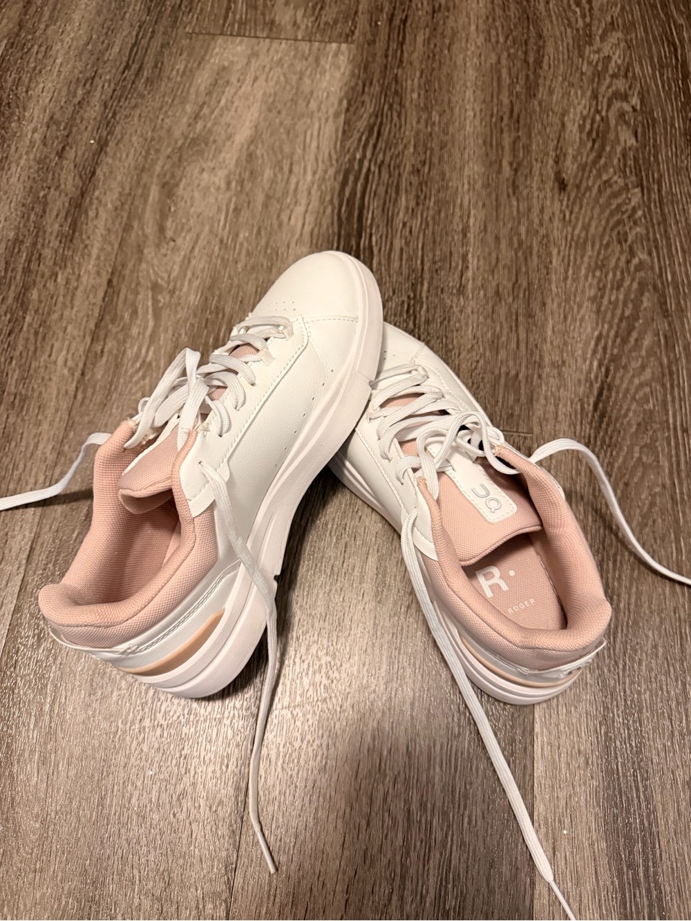 On Running Women's Sneakers in White and Blush - Picture 2 of 3
